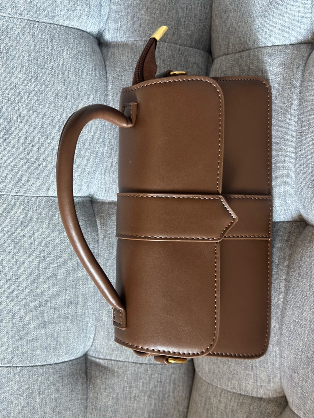 Classic Structured Women’s Top-Handle Bag - Black, White, Brown - Picture 3 of 4